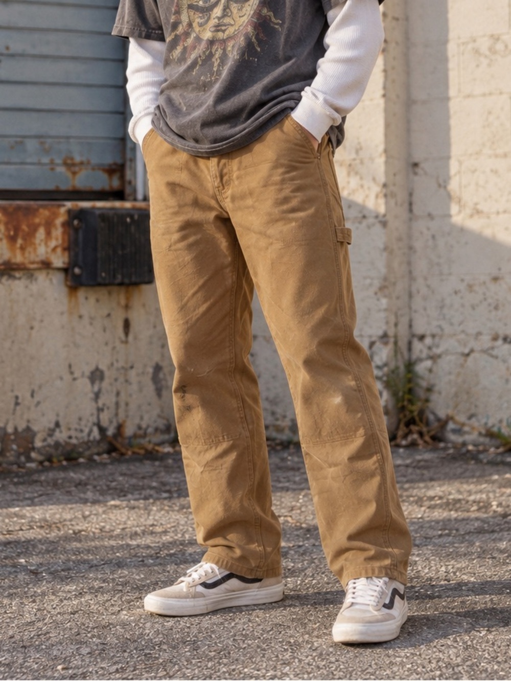 Dickies Men’s 34x32 Brown Duck Tan Canvas Carpenter Pants Workwear Utility Y2K